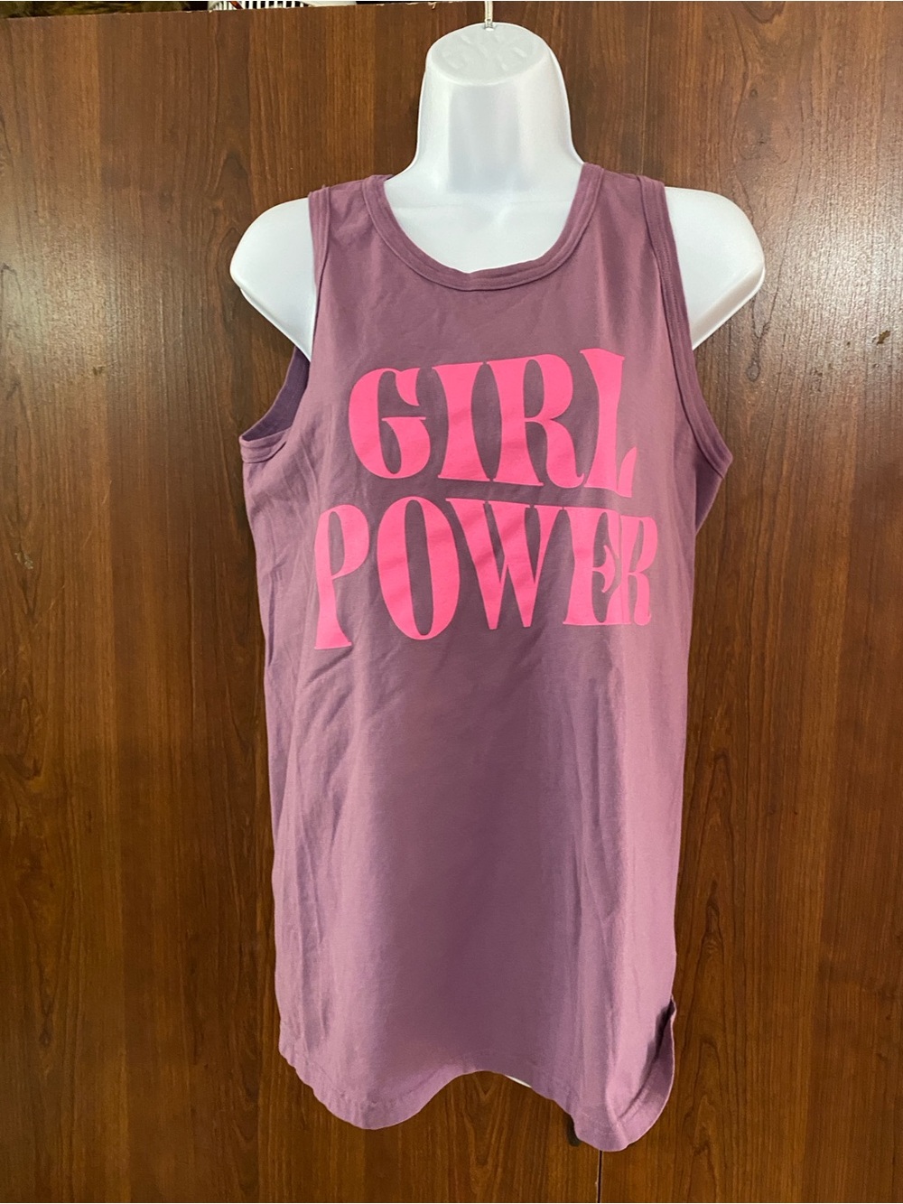 Comfort Wash Mauve Tank Top with Pink "GIRL POWER" Print
